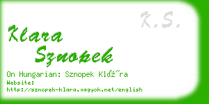 klara sznopek business card